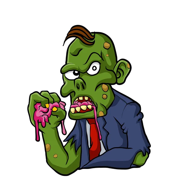 Zombie eating brains.zombie cartoon . — Stockový vektor